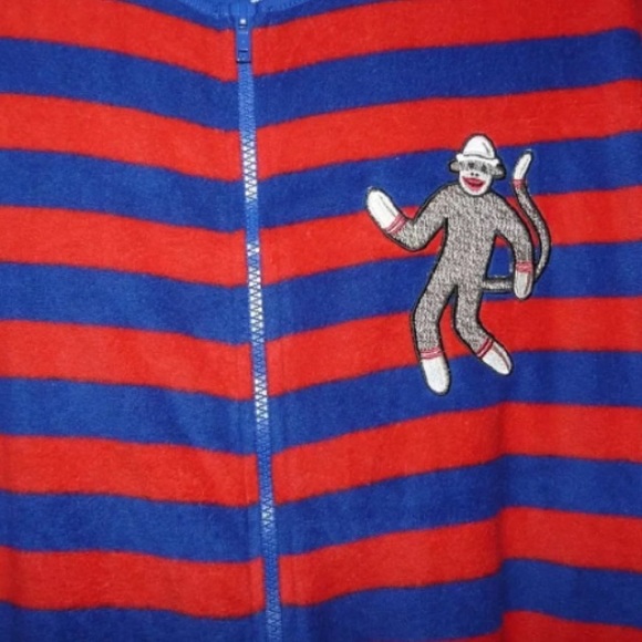 NWT Nick & Nora Sock Monkey Footed Pajamas XXL - Picture 2 of 3