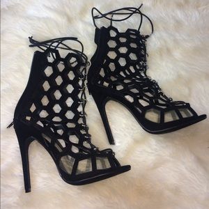 Fashion nova black cage heels