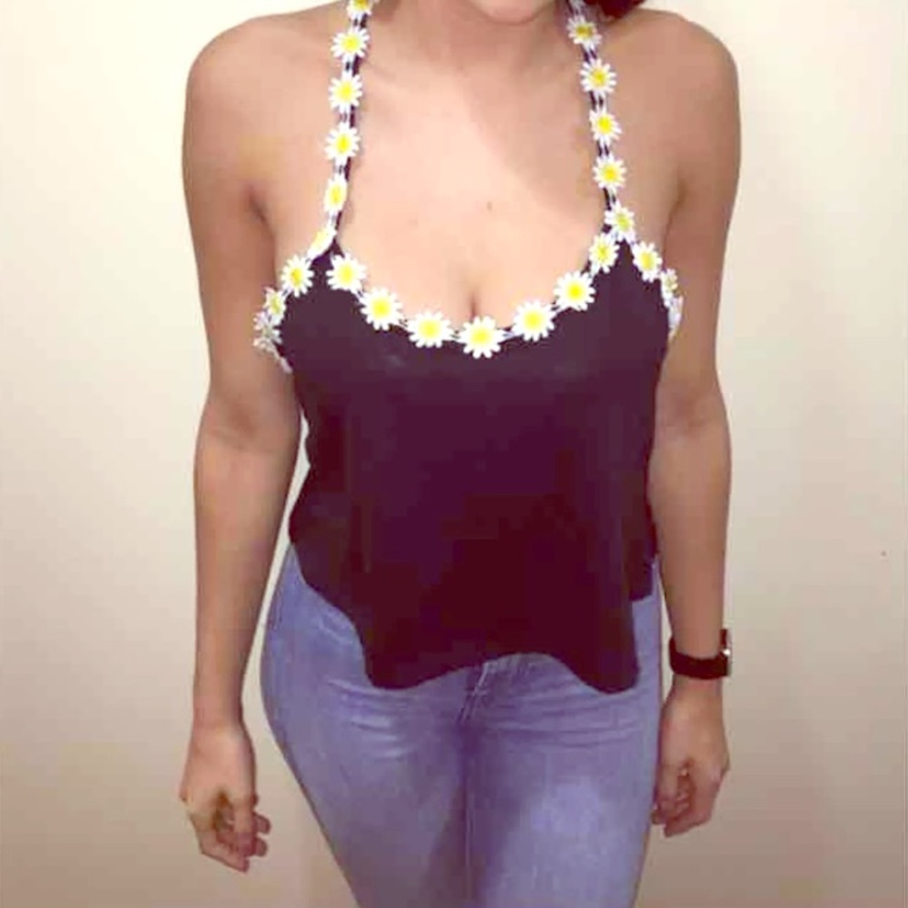 New Floral Trim Top