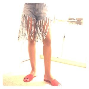 Carmer denim fringe shorts new without tags