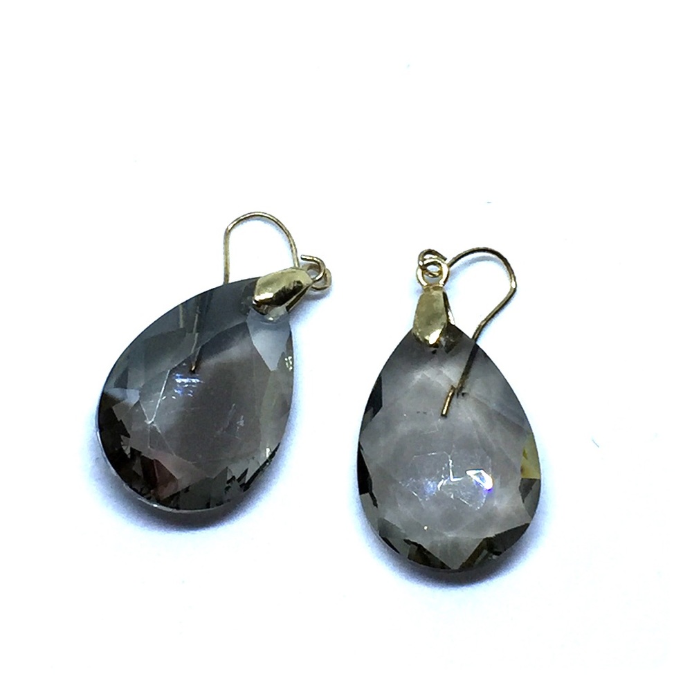 Crystal Drop Earrings, Grey/Charcoal color