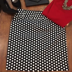 NWOT black and white polka dot skirt