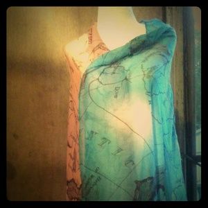 Multi colored Geographic map scarf