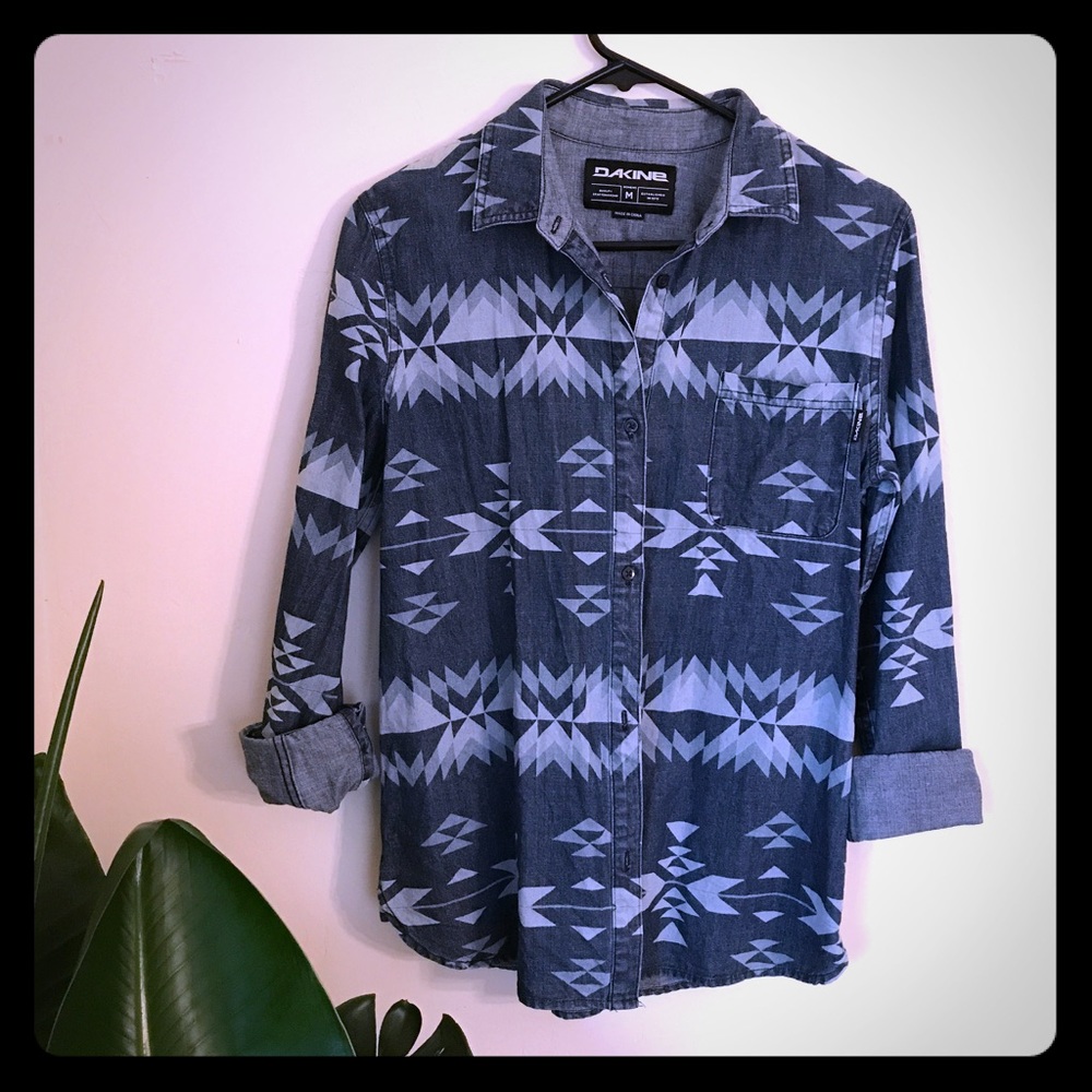Dakine denim native print button down