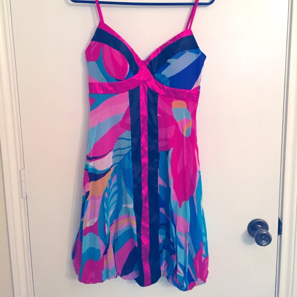 Mod print pink & blue dress
