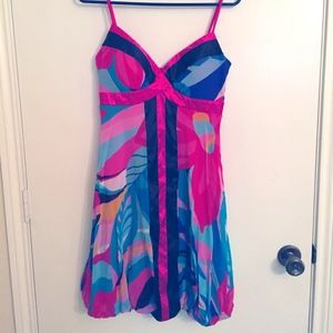 Mod print pink & blue dress