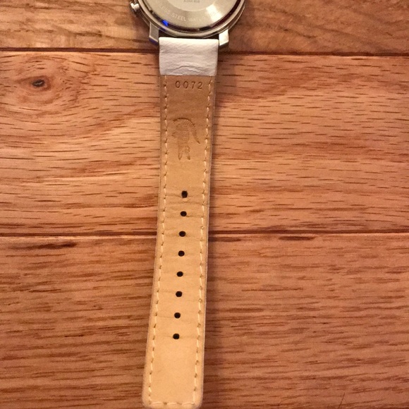Lacoste Silver Watch Face with White Leather strap - Picture 4 of 5