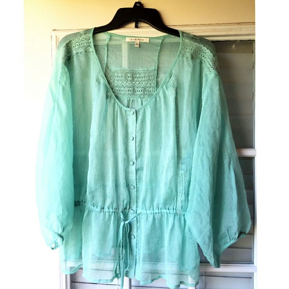 Alloy Black Rainn Sheer Mint Blouse