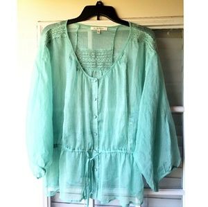 Alloy Black Rainn Sheer Mint Blouse