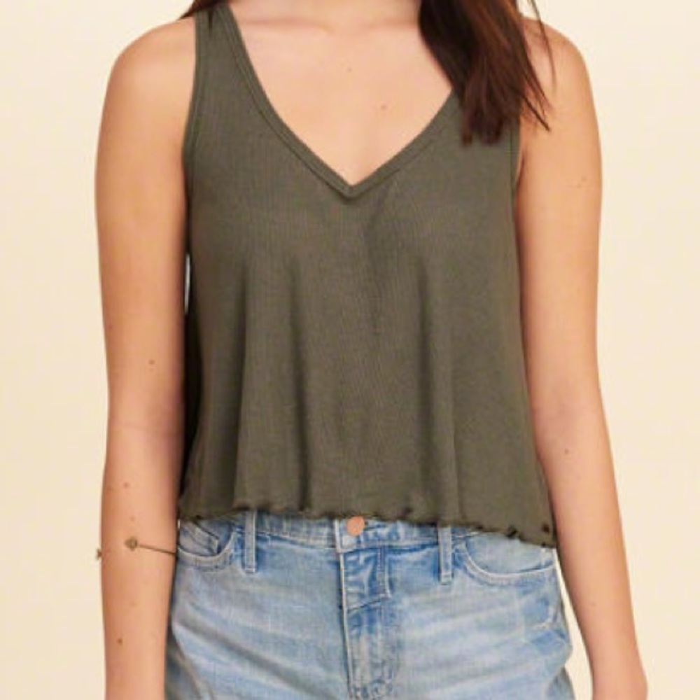 HOLLISTER Must-have crop swing tank in Olive green