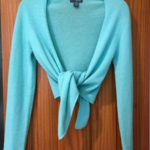 Cashmere aqua wrap sweater