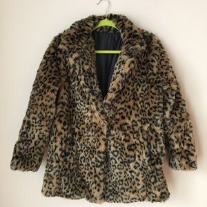 Leopard Button Up Faux Fur Coat