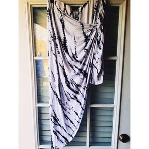 Plus Size Knotted Tie-Dye Tulip High Low Skirt