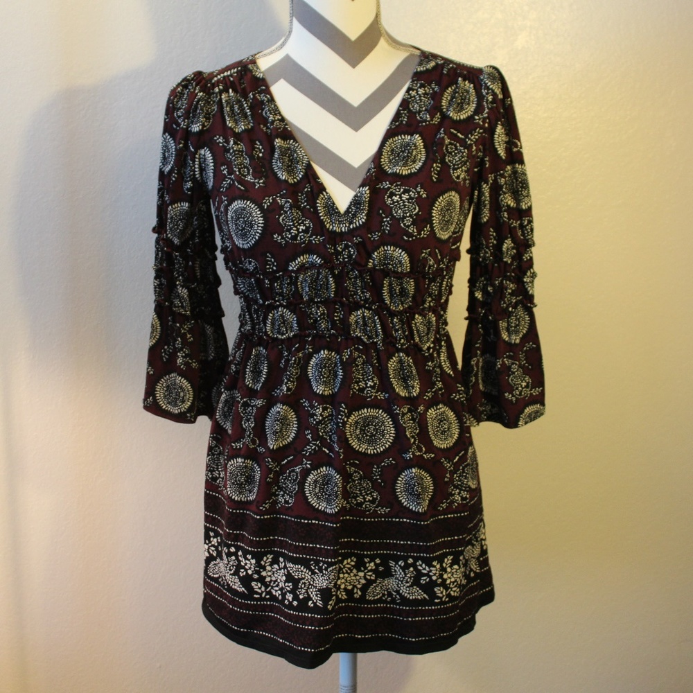 Maroon Max Studio bell sleeve top