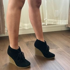 Black Suede Wedge Booties