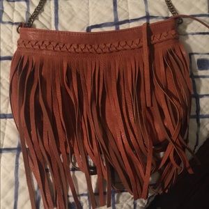 Boho brown fringe cross body