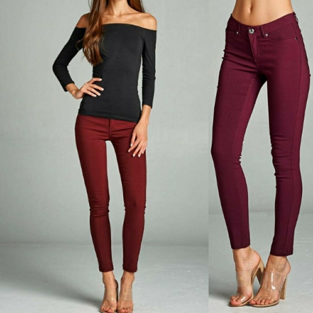 Burgundy Stretch Leggings