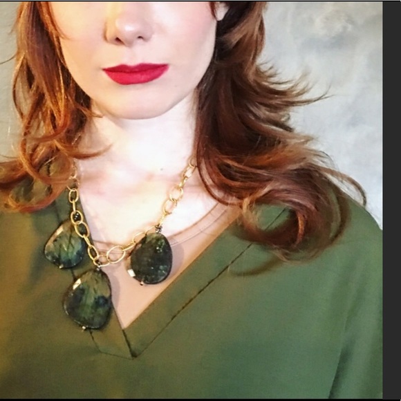 Labradorite necklace and 24k gold chain