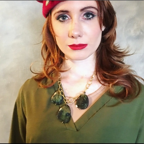 Labradorite necklace and 24k gold chain