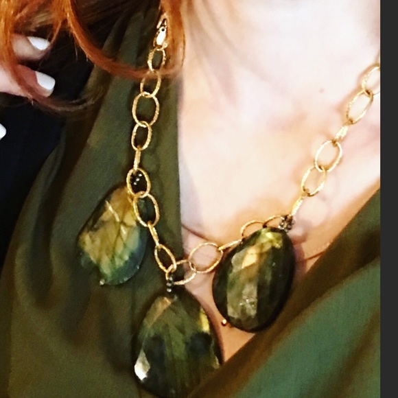 Labradorite necklace and 24k gold chain