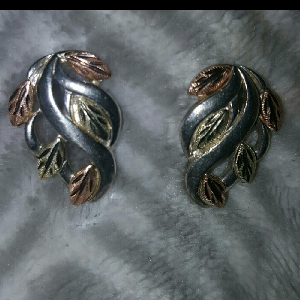 SOLD-   BLACK HILLS GOLD /10K & STER EARRINGS