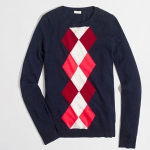 J Crew Blue Argyle Wool sweater