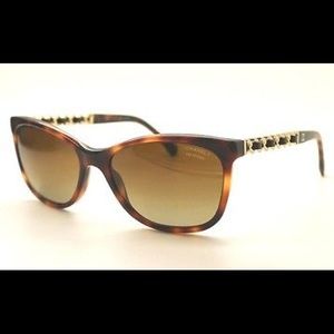 CHANEL POLARIZED BROWN AND GOLD SUNGLASSES