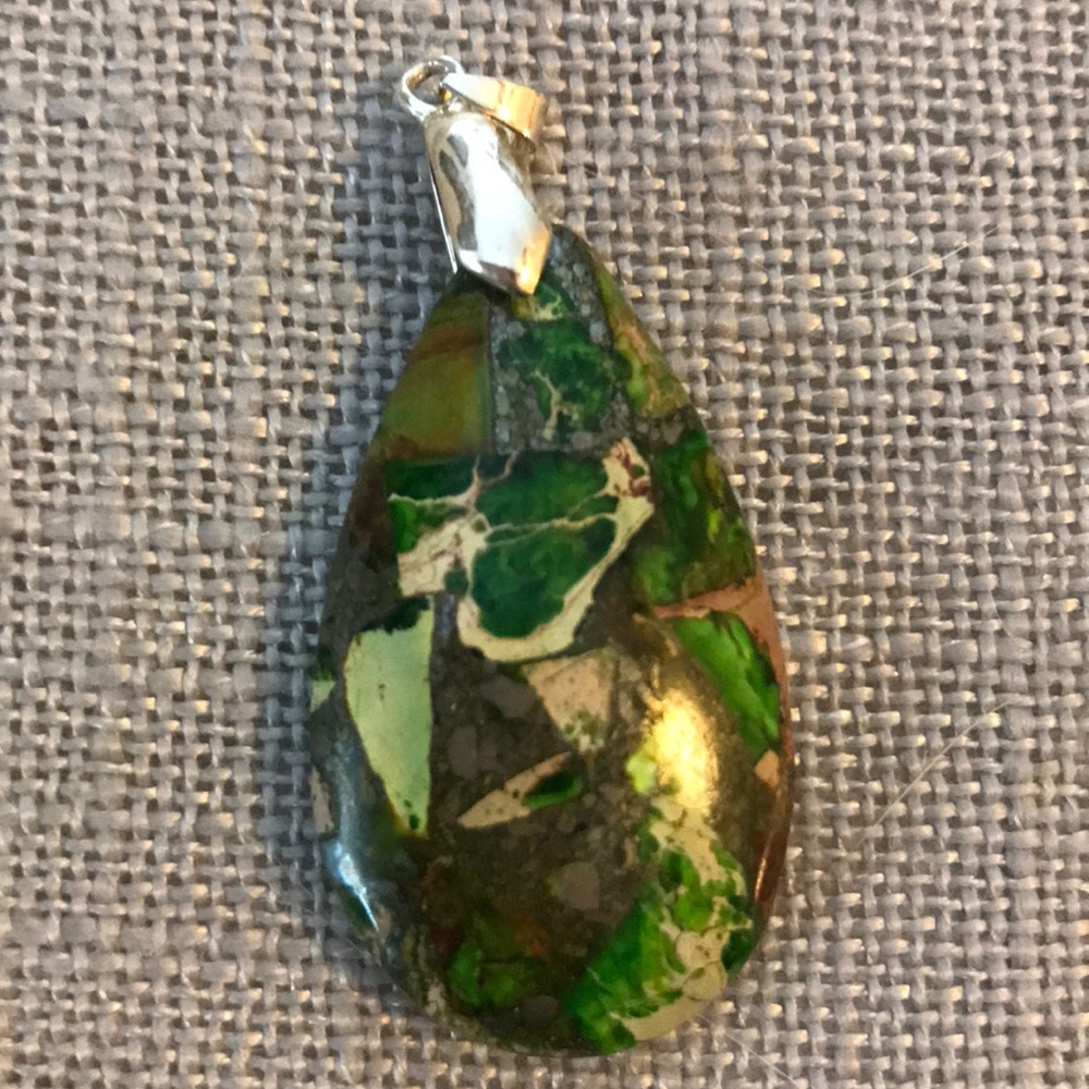 Natural stone pendant with sterling bale