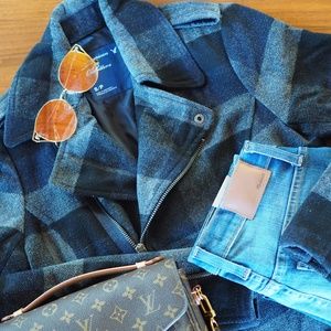 American Eagle Plaid Wool Motorcycle Jacket