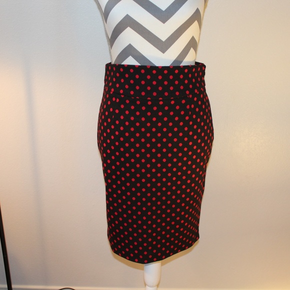 Premise Dresses & Skirts - Black with red polka dot pencil skirt