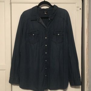 Torrid- dark denim button up