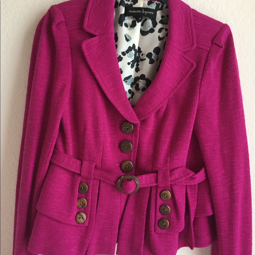 Nanette Lepore Magenta Belted Jacket