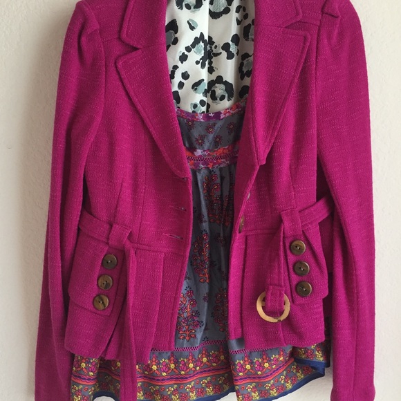 Nanette Lepore Magenta Belted Jacket - Picture 2 of 6