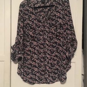 Torrid- blue chiffon button up