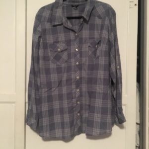 Torrid- light blue plaid button up
