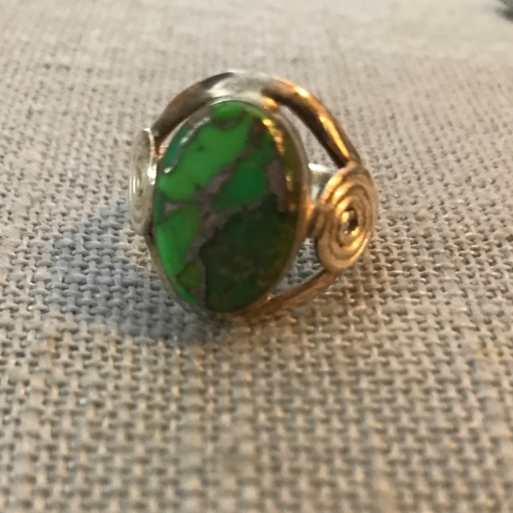 Brilliant natural green turquoise ring