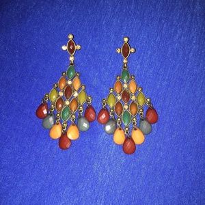 Fall colors teardrop chandelier earrings