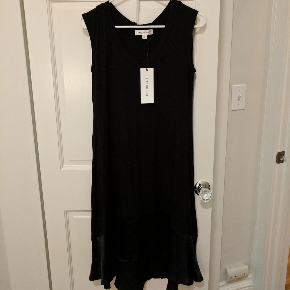 Amour Vert Black Dress with Silk Trim