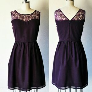 Plum purple Lorraine dress lace top sheer