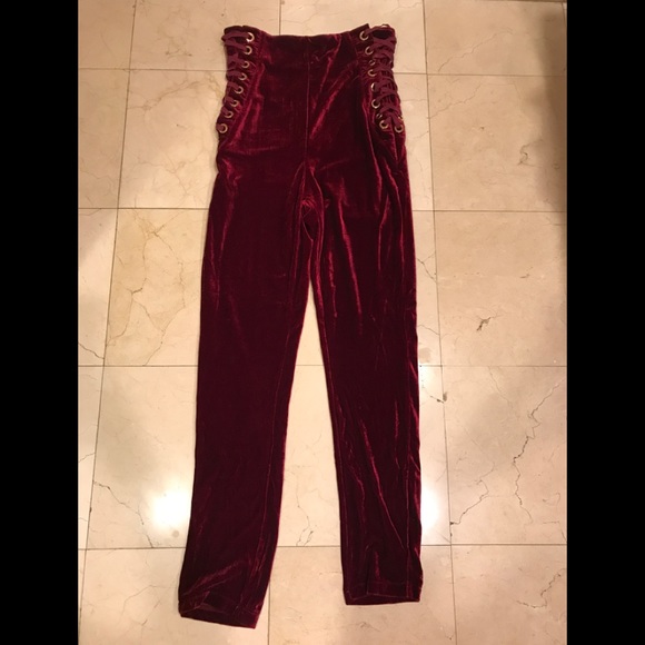 Pants - Velvet burgundy leggings