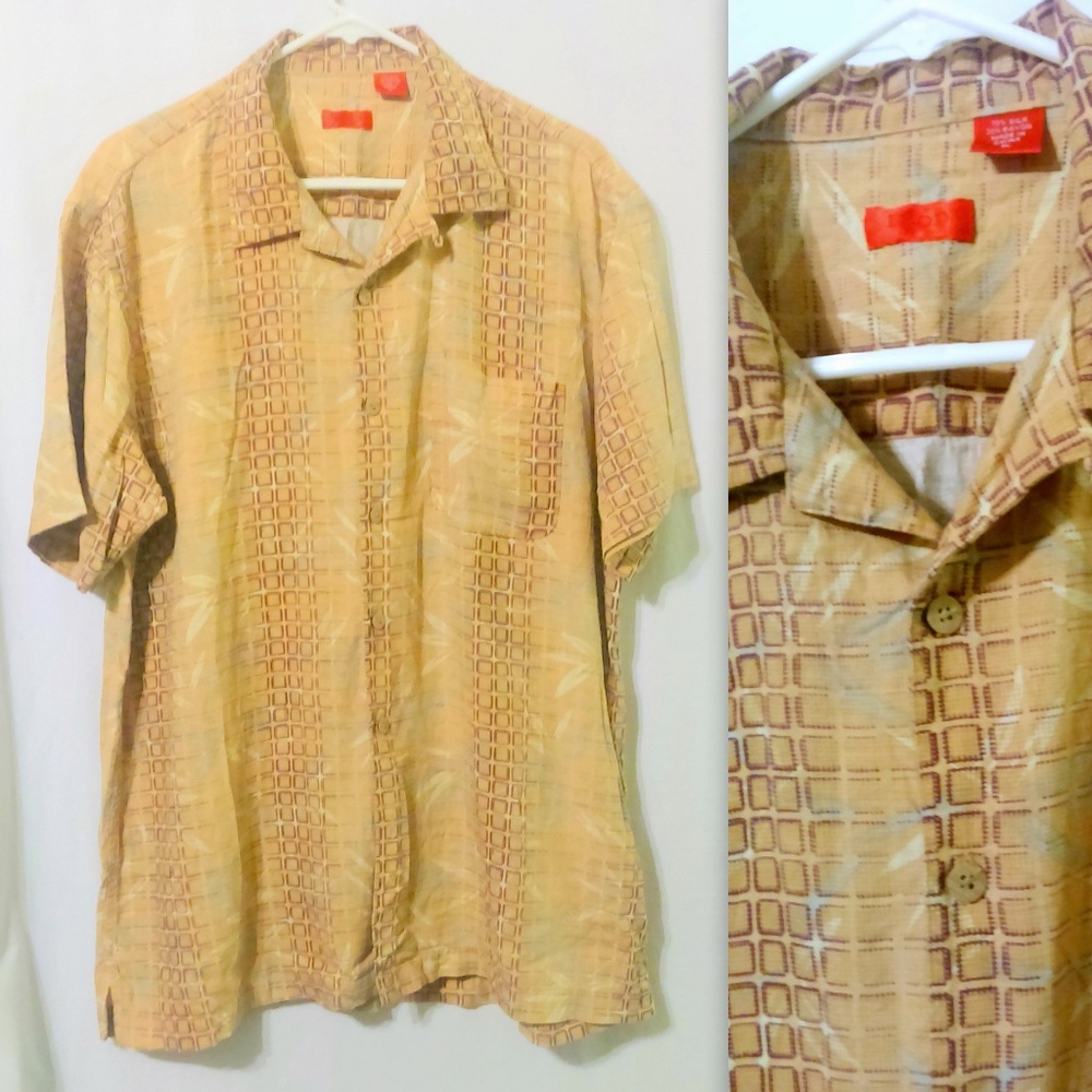 IZOD Men's Silk Blend Short Sleeve Hawaiian Shirt *