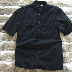H&M Men's Black Short Sleeve Button Down