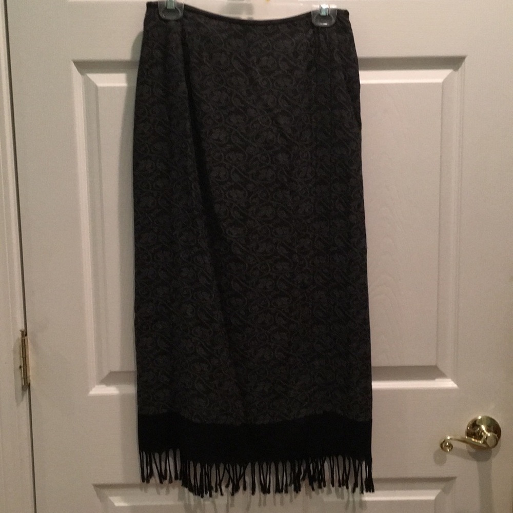 CLEARANCE!!! Black/Gray Wrap-Look Midi Skirt