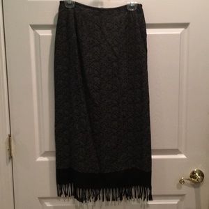 CLEARANCE!!! Black/Gray Wrap-Look Midi Skirt