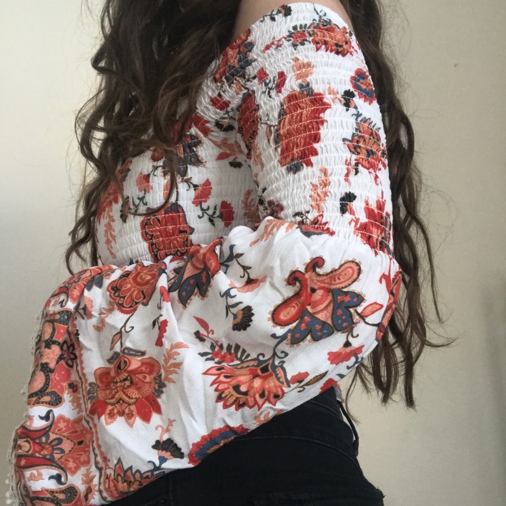 Bell Sleeve Floral Off The Shoulder Top