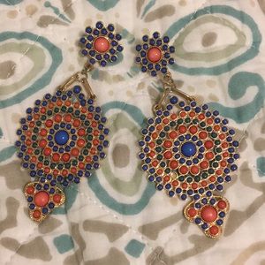 Boutique earrings - vibrant blue and pink