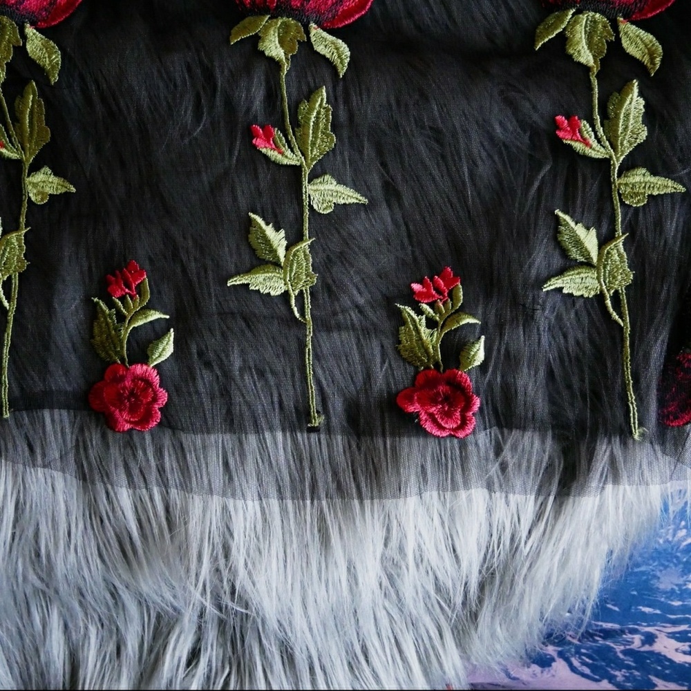 ✖SOLD✖ Mesh Rose Embroidery Crop Tee 🌹 - Picture 3 of 4