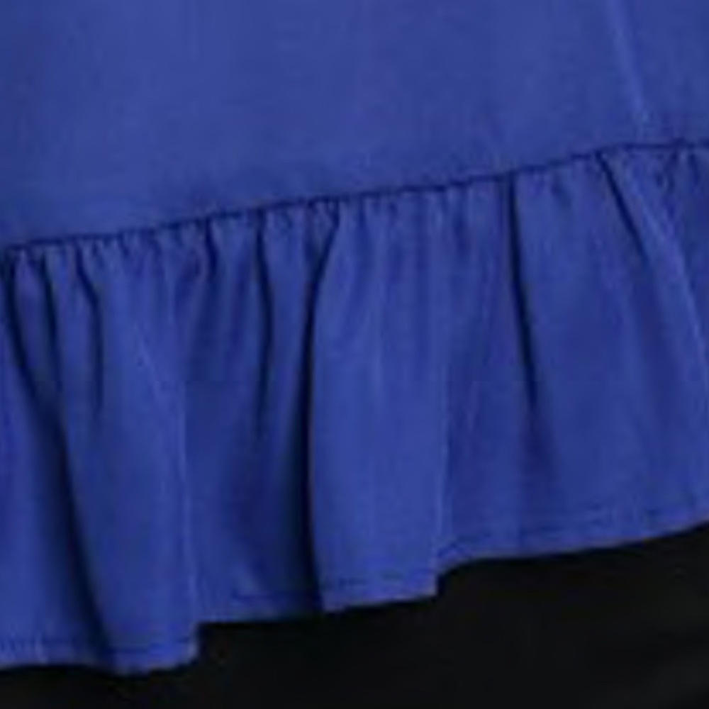 Blue Chiffon Bell Sleeve Ruffle Top Blouse - Picture 3 of 4