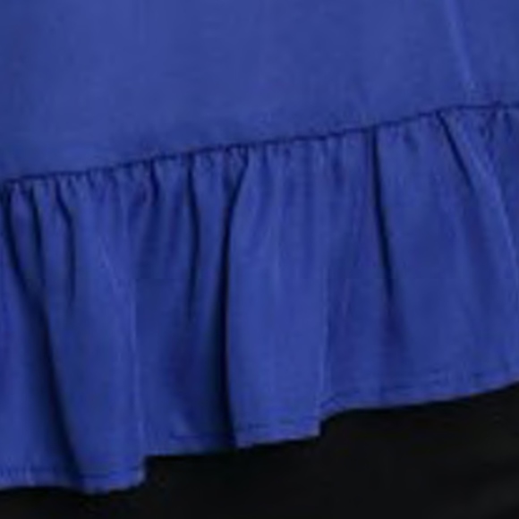 Blue Chiffon Bell Sleeve Ruffle Top Blouse - Picture 3 of 4