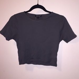 Topshop dark grey ribbed crop top